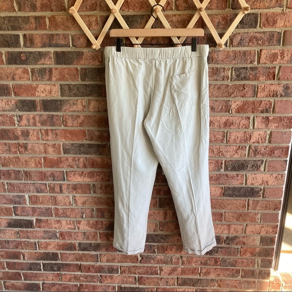 { JUST LIVING } Tan Khaki Pre Cuffed Straight Leg Linen Pants - Picture 7 of 9